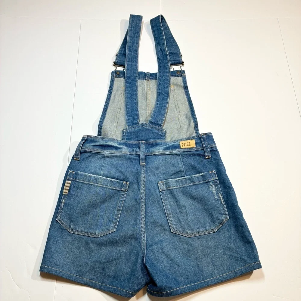 Anthropologie Paige Denim Shortalls Overall Shorts Distressed Size 24 Bohemian